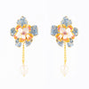 Flower-Shaped Crystal and Pearl Earrings