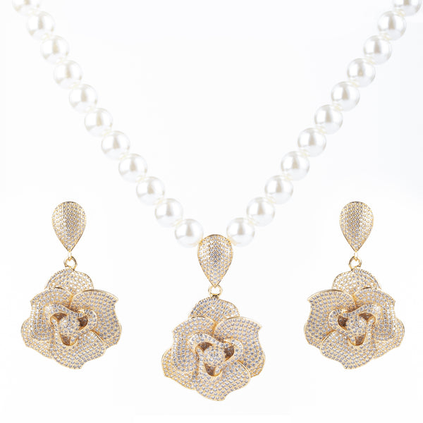 Flower-Shaped Earring and Necklace Set